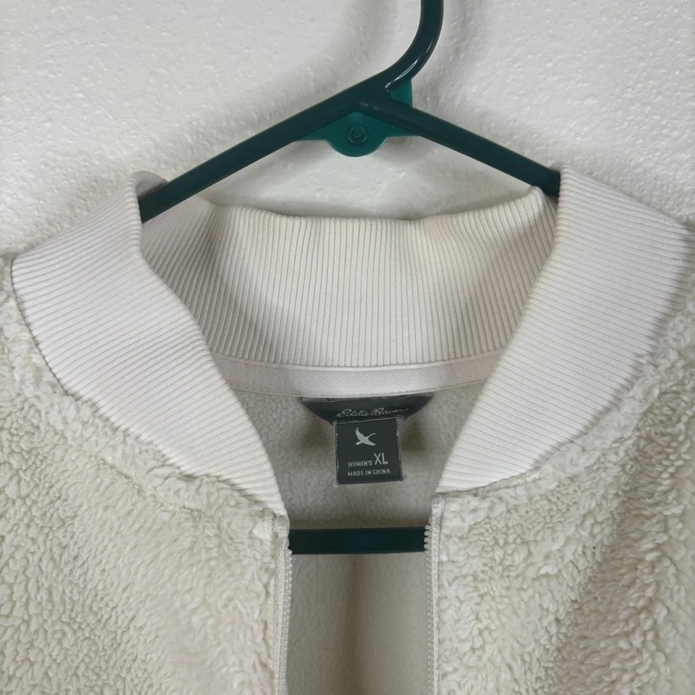 Eddie Bauer Sherpa Fleece Jacket Sz XL White Full Zip Pockets Very Warm - Picture 7 of 9